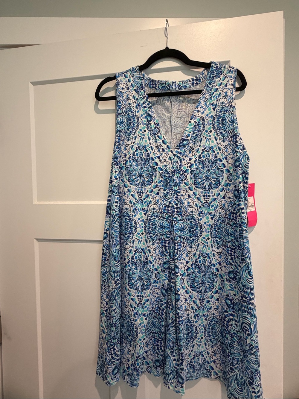 Lilly Pulitzer Blue & White Sleeveless V-Neck Midi Dress